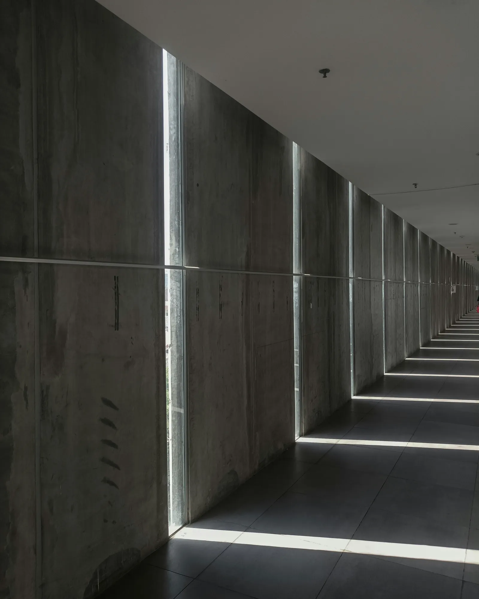 Modern concrete patio seating area
